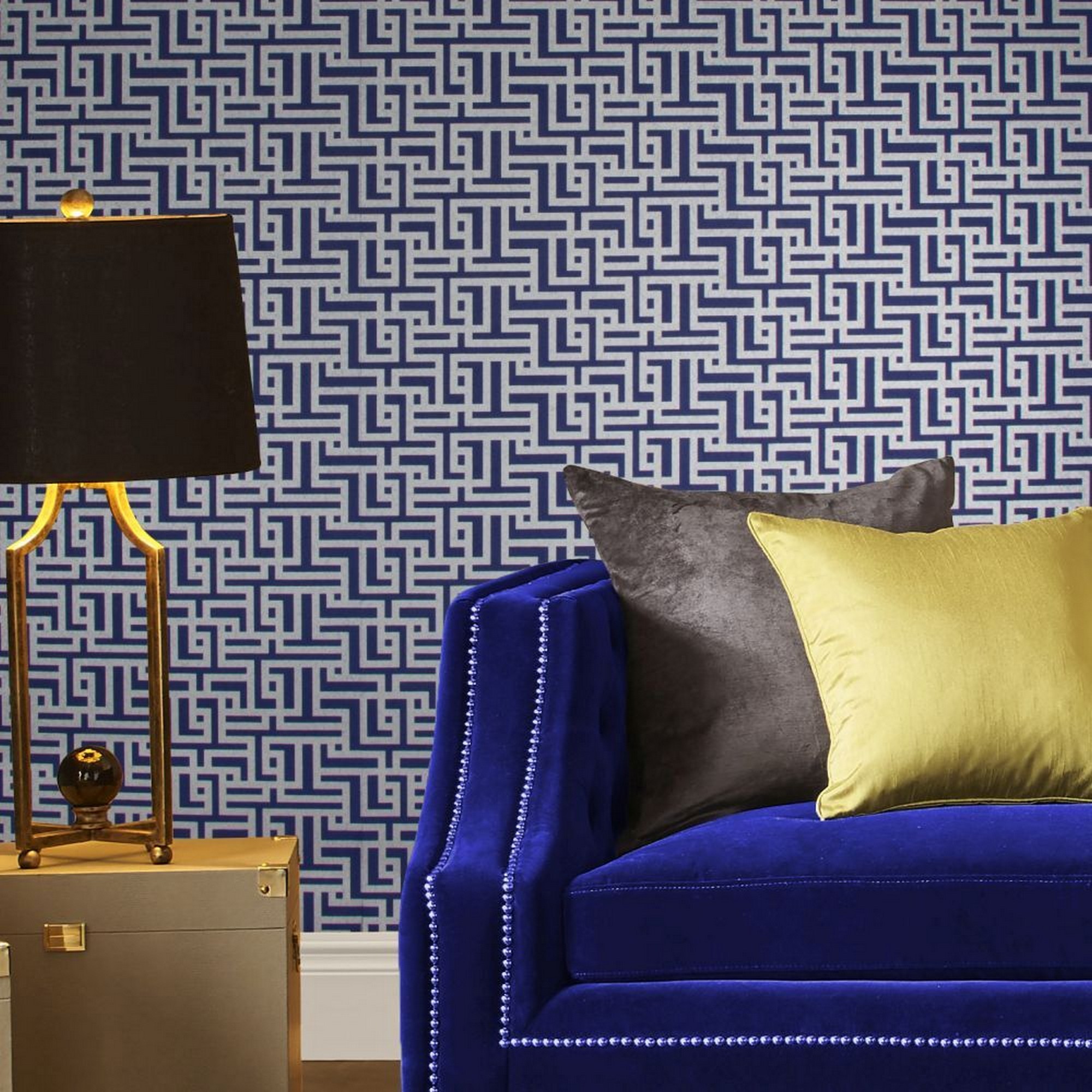 Zen Geometric Wallpaper 103517 By Graham Brown In Cobalt